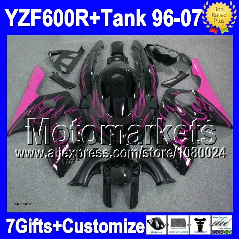 7 подарок + майка для YAMAHA YZF 600R розовый 600 96 07 1999 2000 2001 2F124 YZF600 R YZF600R черный 1996 1997 1998