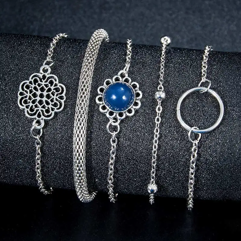 Модные модные наборы браслетов для женщин Pulseras Mujer звеньевая веревка цепочка