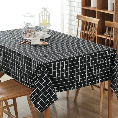 Недорогой черно белый настольный клетчатый чехол для столовой|table cover|white table