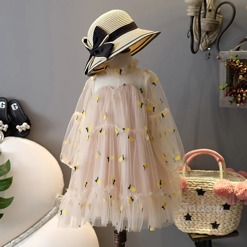 

INS boutique tulle 2 layers cute girl long sleeve spring summer baby kids dress