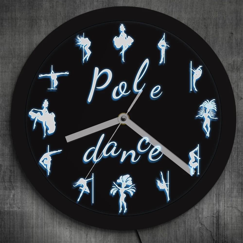 Pole Dance LED освещение настенные часы с пультом дистанционного управления Изменение