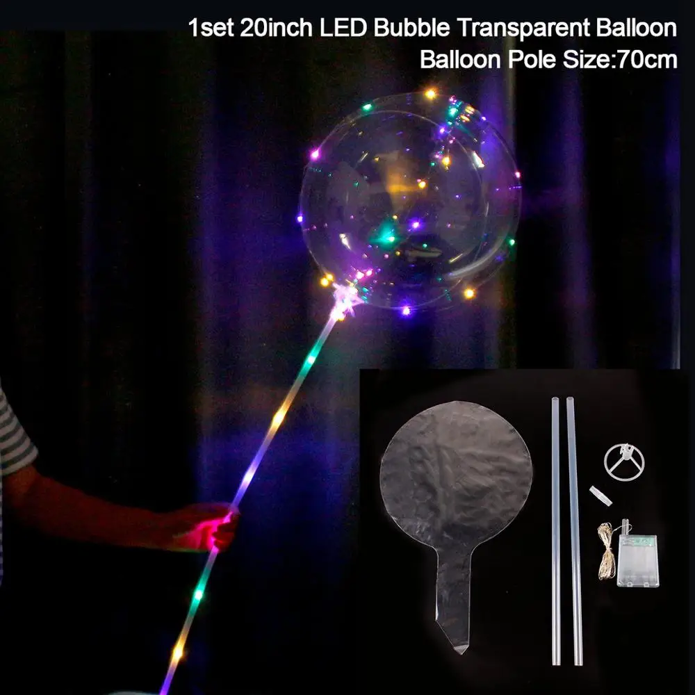 LED Light Balloon 2 QIFU 1 комплект 20 дюймов Bobo воздушный шар со светодиодным светильник Прозрачный светящийся шар на день рождения Декор Детский Свадебный декор Babyshower - Цвет: LED Light Balloon 2