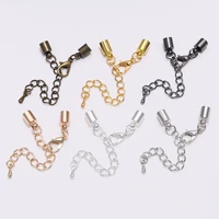 10pcslot lobster clasps hooks 3 10mm extending chain leather cord crimp end tip caps connectors for jewelry making findings
