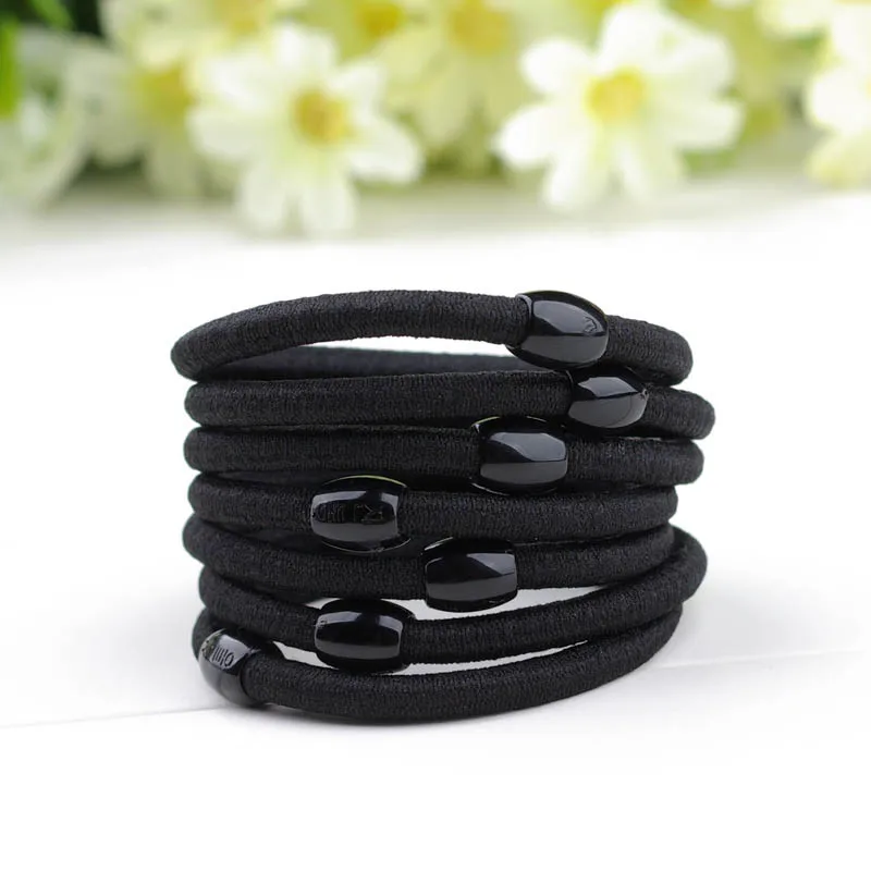 

50pcs/lot Elastic rubber band hair accessory black plus velvet hair rope accessories headband brief candy color
