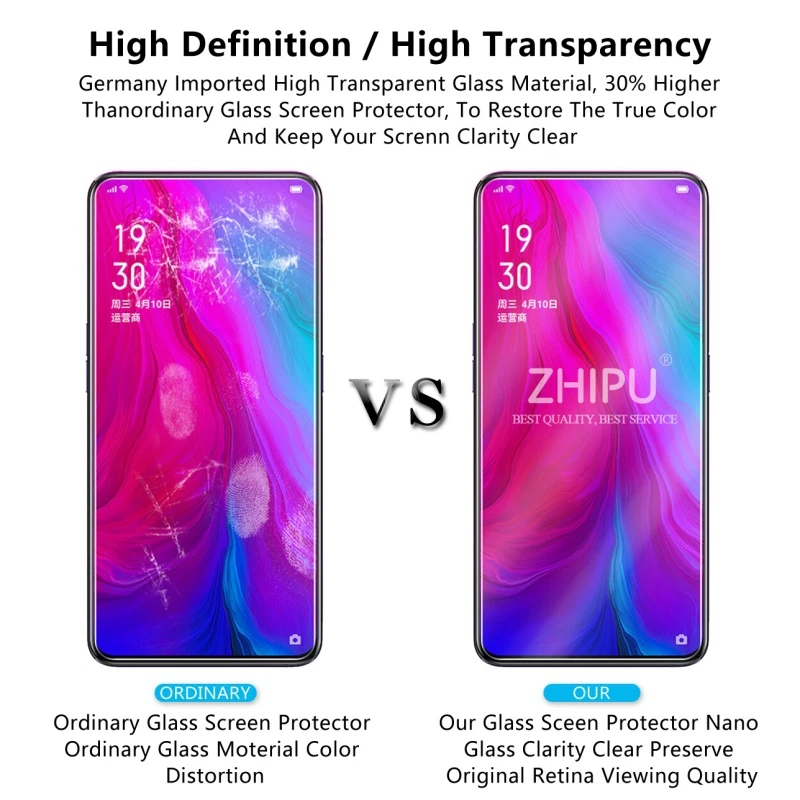 10 шт. закаленное стекло для Oppo Reno протектор экрана 2.5D 9H Премиум Закаленное 6 4