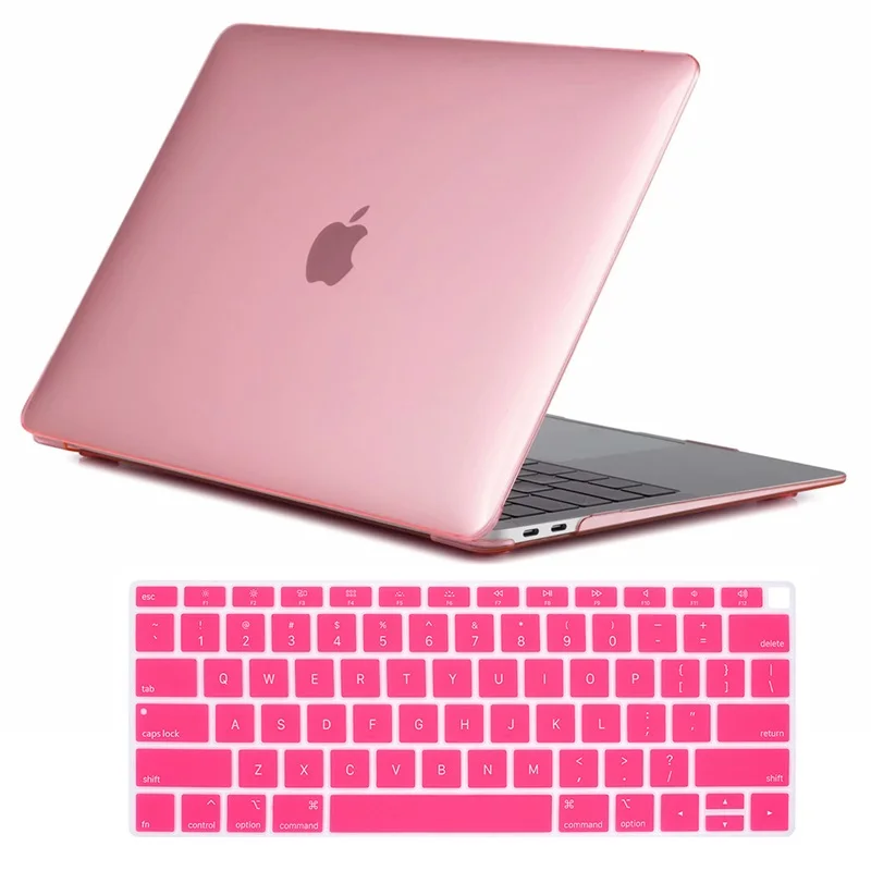 Сумка для ноутбука чехол s для Apple MacBook Air Pro retina 11 12 13 15 чехол для нового Mac book Air 13,3 Pro 13,3 15,4 дюймов+ чехол для клавиатуры - Цвет: Crystal Pink