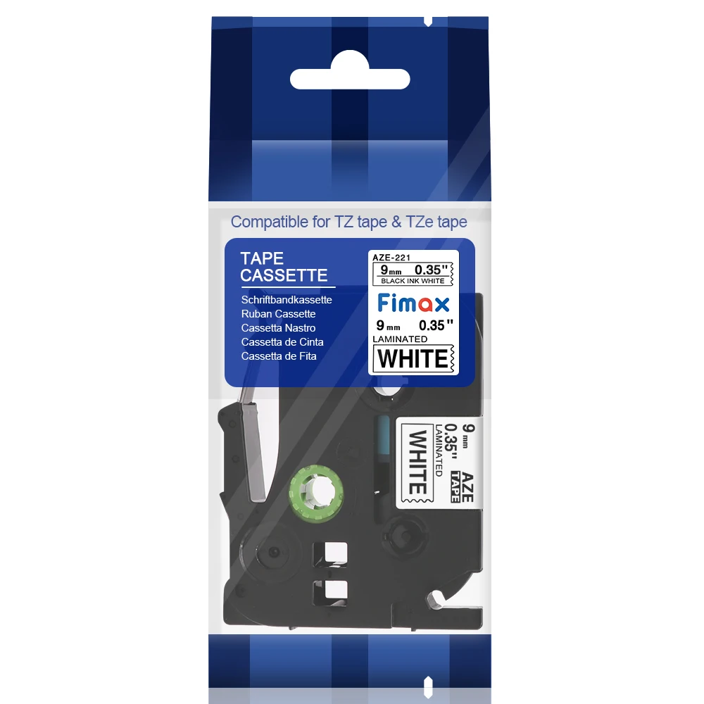 Fimax 2 упаковки совместимые с Brother TZe221 P-touch этикетка лента детской 9 мм черно-белая
