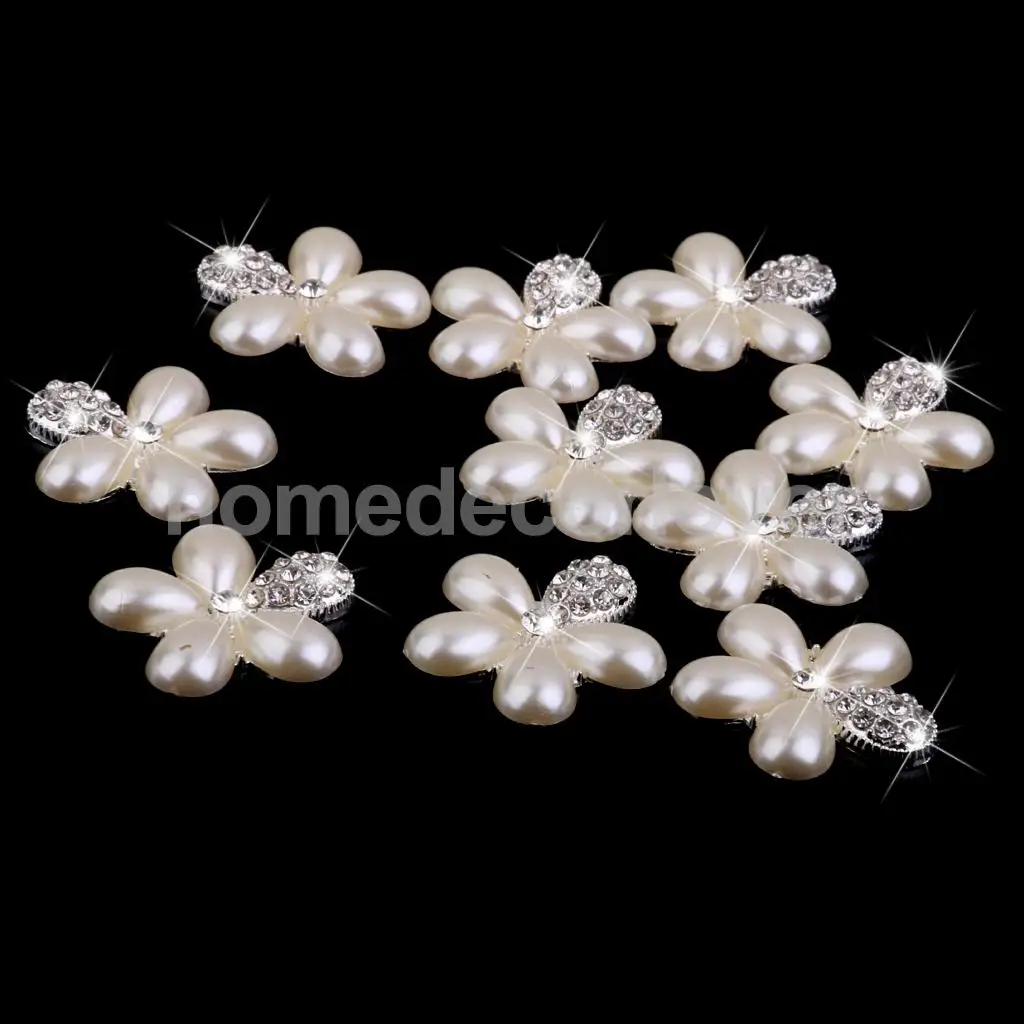 10 шт плоские металлические жемчужные пуговицы со стразами Свадебные DIY