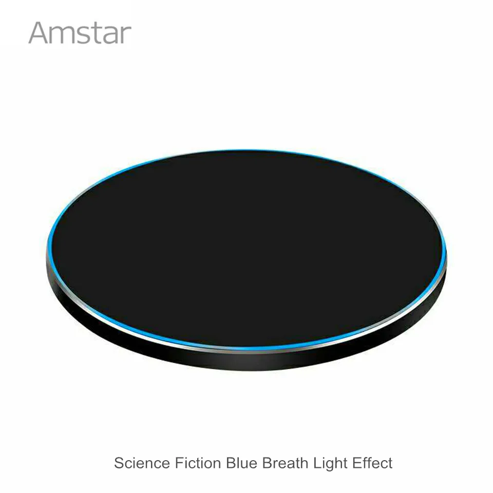 Amstar Быстрое беспроводное зарядное устройство Qi 10 Вт тонкое металлическое для