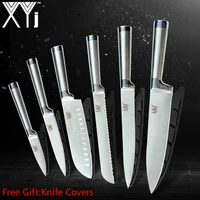 xyj 6pcs kitchen knives set paring utility santoku bread slicing chef knife seamless welding completely stainless steel knives