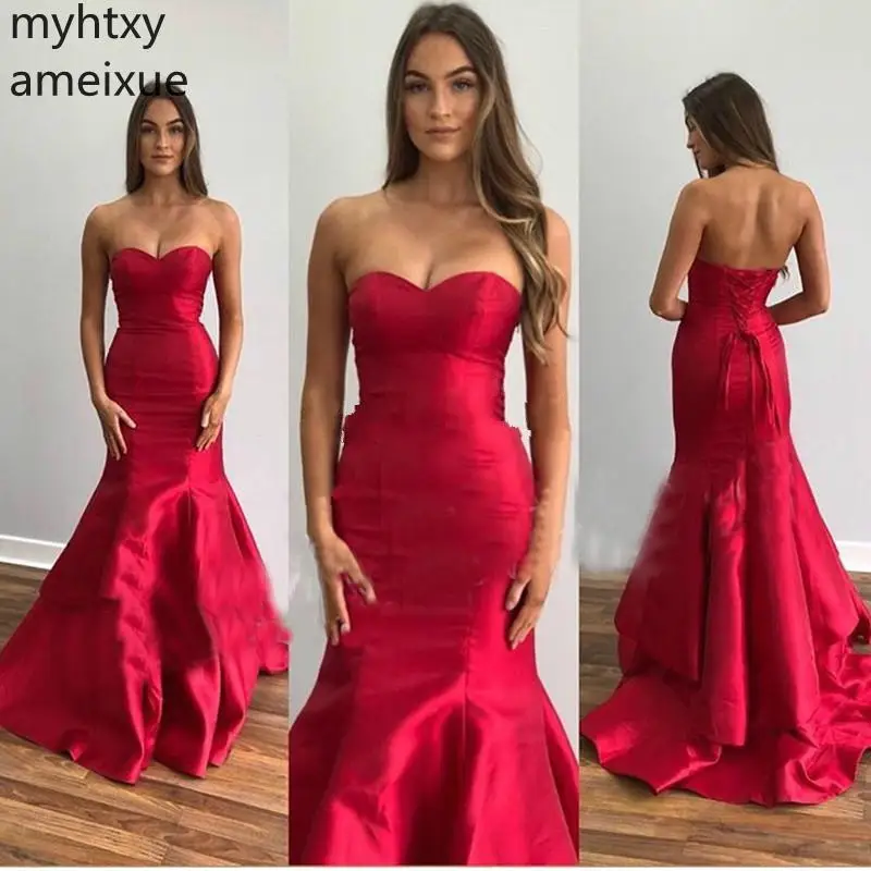 

Платье женское атласное с юбкой-годе, элегантный наряд для выпускного вечера, простая многоярусная Юбка со шлейфом, цвет Бургунди, большие р...