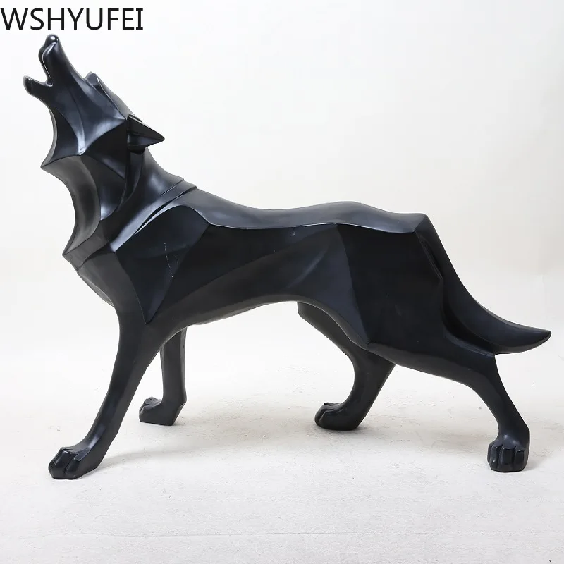 New Wolf Resin Statue Model Modern Abstract Ice Wildlife Decor Gift Ornament Animal Totem Dog Sculpture Crafts | Дом и сад