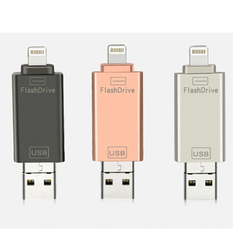 KISMO металлический USB флеш-накопитель 3 в 1 OTG 32 ГБ 64 USB-накопитель для iphone 6 7 8 Plus Samsung A3