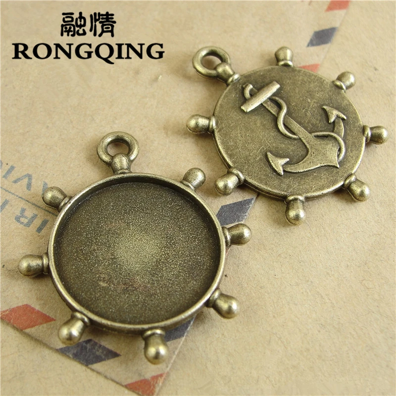 

RONGQING 40pcs/lot navigation Anchor Retro Tray DIY Accessories Wholesale Craft 20mm