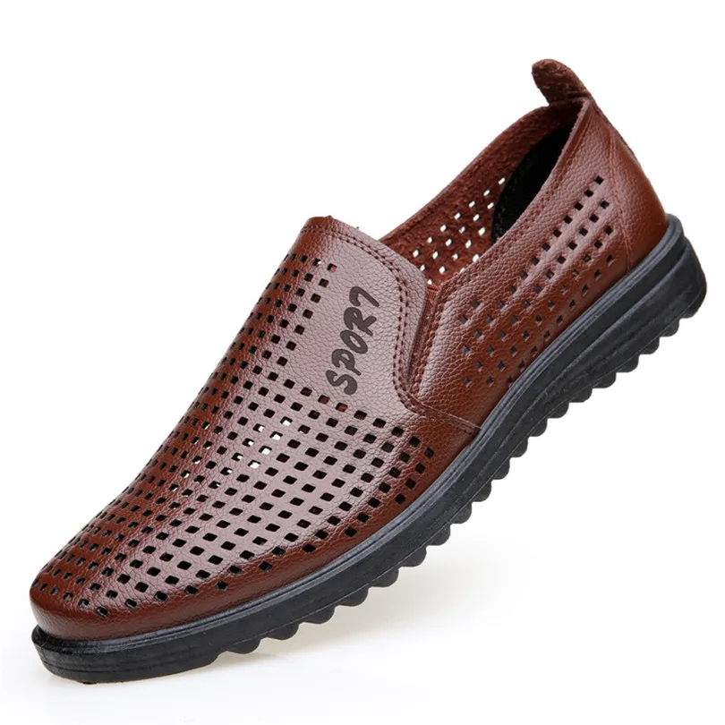 LIN KING Spring Autumn Men Loafers Moccasins Shoes Pu Leather Slip On Lazy Casual Breathable Male Hollow Out Flats | Обувь