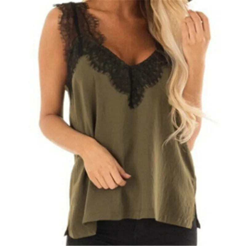 Trendy Women clothes Lace Sleeveless Casual Slim Tank Tops V-neck backless pullover Polyester Vest one pieces |