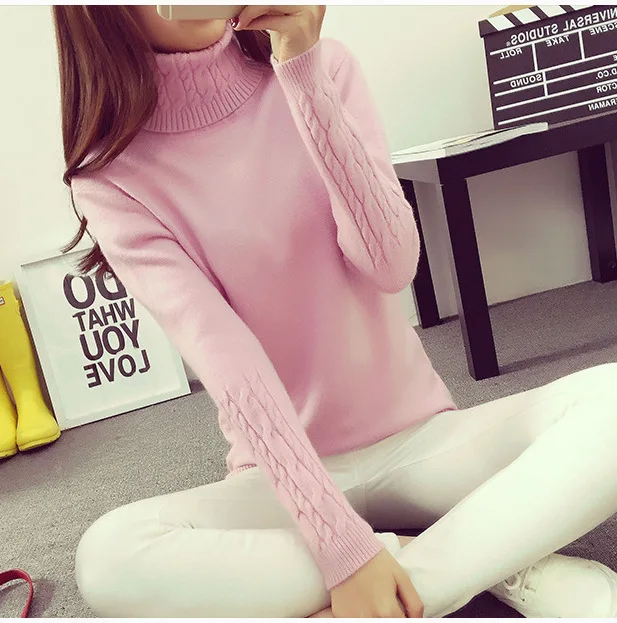 2019 Sweater Women New Style Autumn And Winter Thick Slim High Collar Solid Color women's Sweaters Pullovers Vestidos LXJ463 | Женская