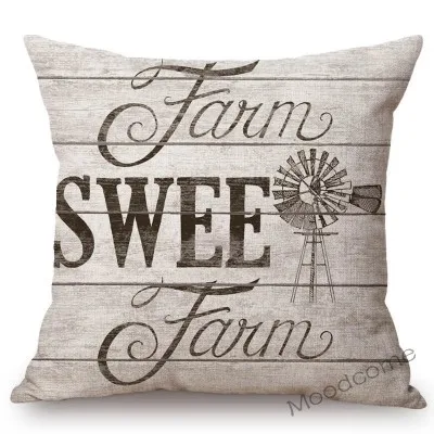 Nordic Farm Animals Sweet Farm Life Rule Principle Letter Art Sofa Throw Pillow Case Retro Cotton Linen Car Pillow Cushion Cover - Цвет: T218-2