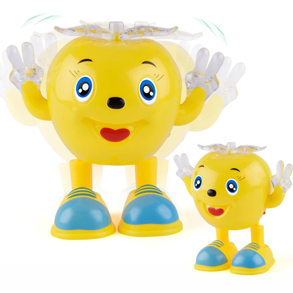 Cute Electric Toy Dancing Lightining Apple Robot with LED Flashing Music Kids Interactive Toys for children brinquedos juguetes
