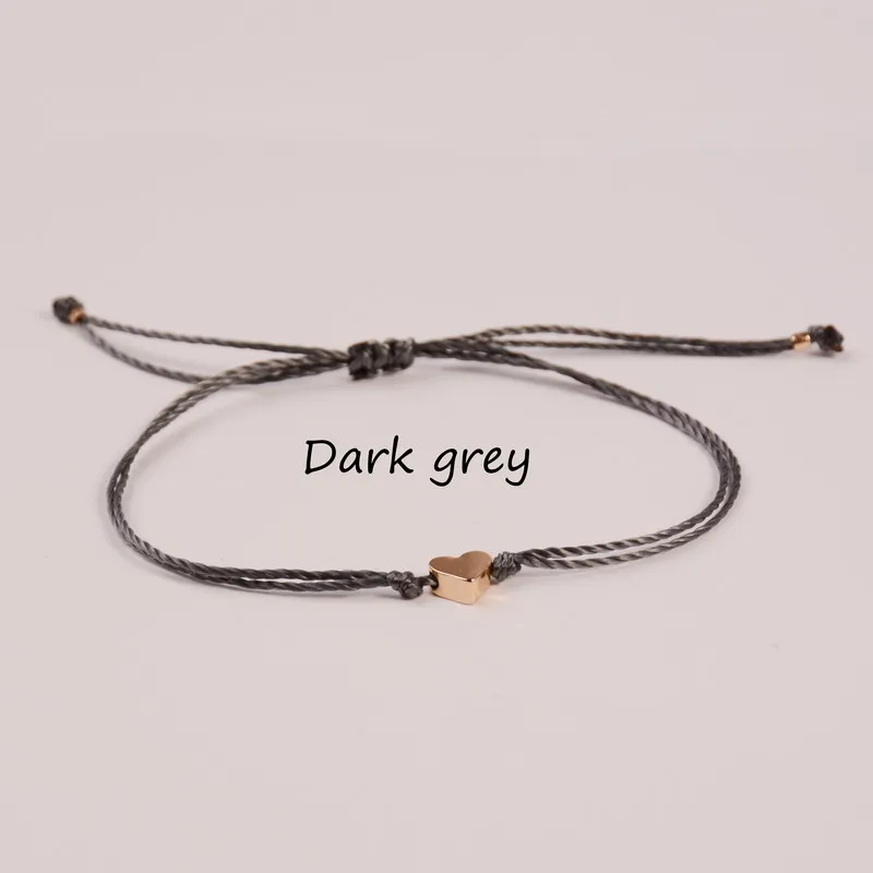 Dark gray Красочные регулируемые восковые браслеты с сердцем ручной работы, браслеты дружбы для женщин, золотые волнистые острые браслеты - Окраска металла: Dark gray