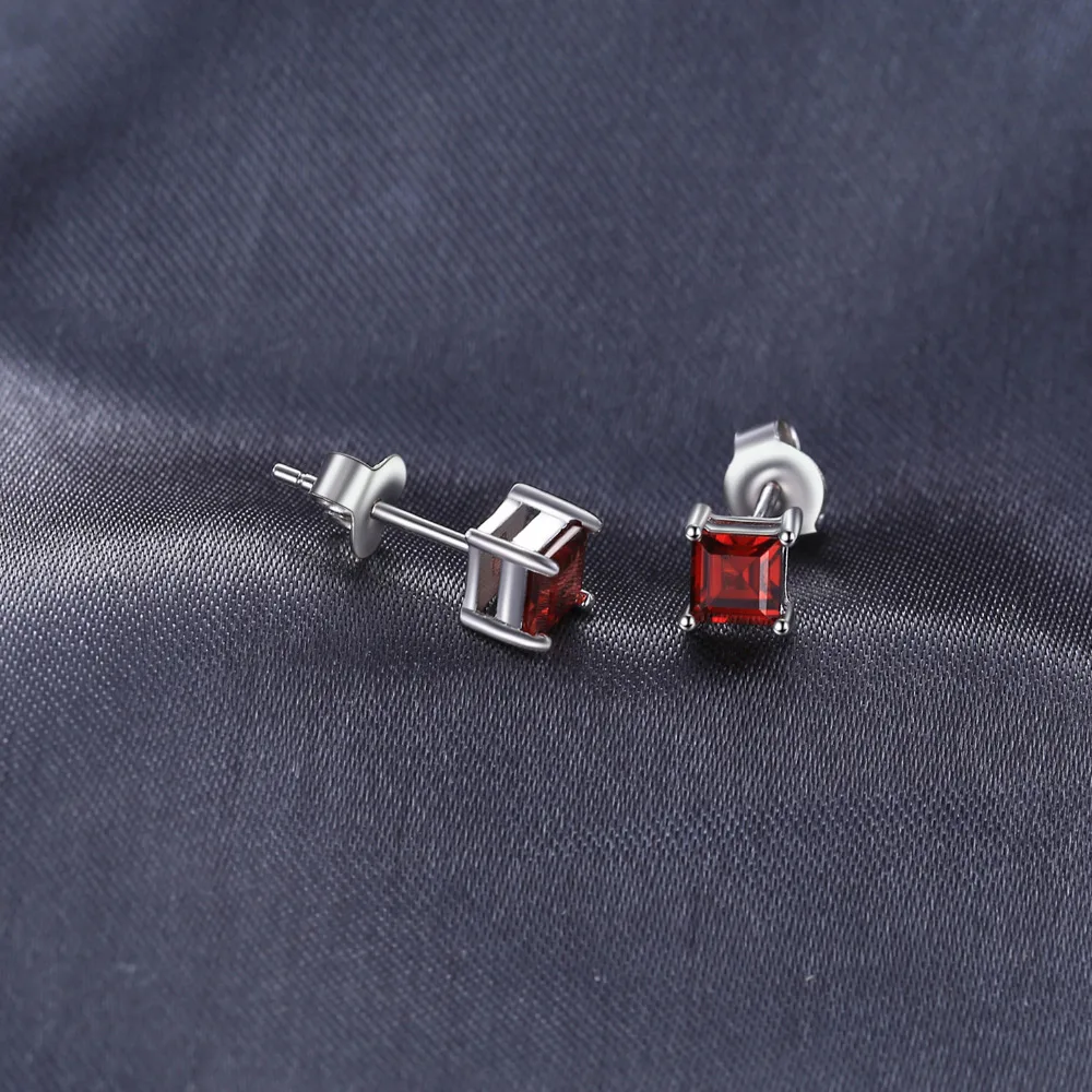 JewelryPalace квадратный 0.9ct Гранат 925 стерлингового серебра серьги стержня для Для женщин Классический Принцесса Cut ювелирные изделия