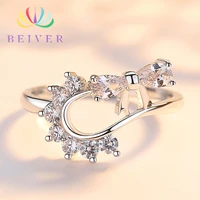 beiver geometric bowknot rings for women fashion crystal cubic zircon ring engagement party wedding jewelry ring size 6789