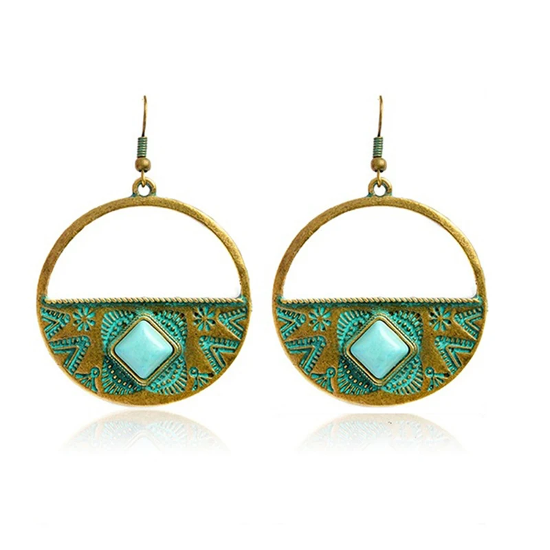 Новое поступление винтажные открытые бронзовые резные серьги в богемном стиле