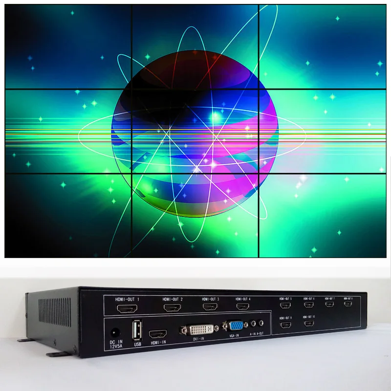 Настенный ТВ-видеопроцессор для 3x3 ТВ-видео Дисплей hdmi dvi vga usb вход выход |