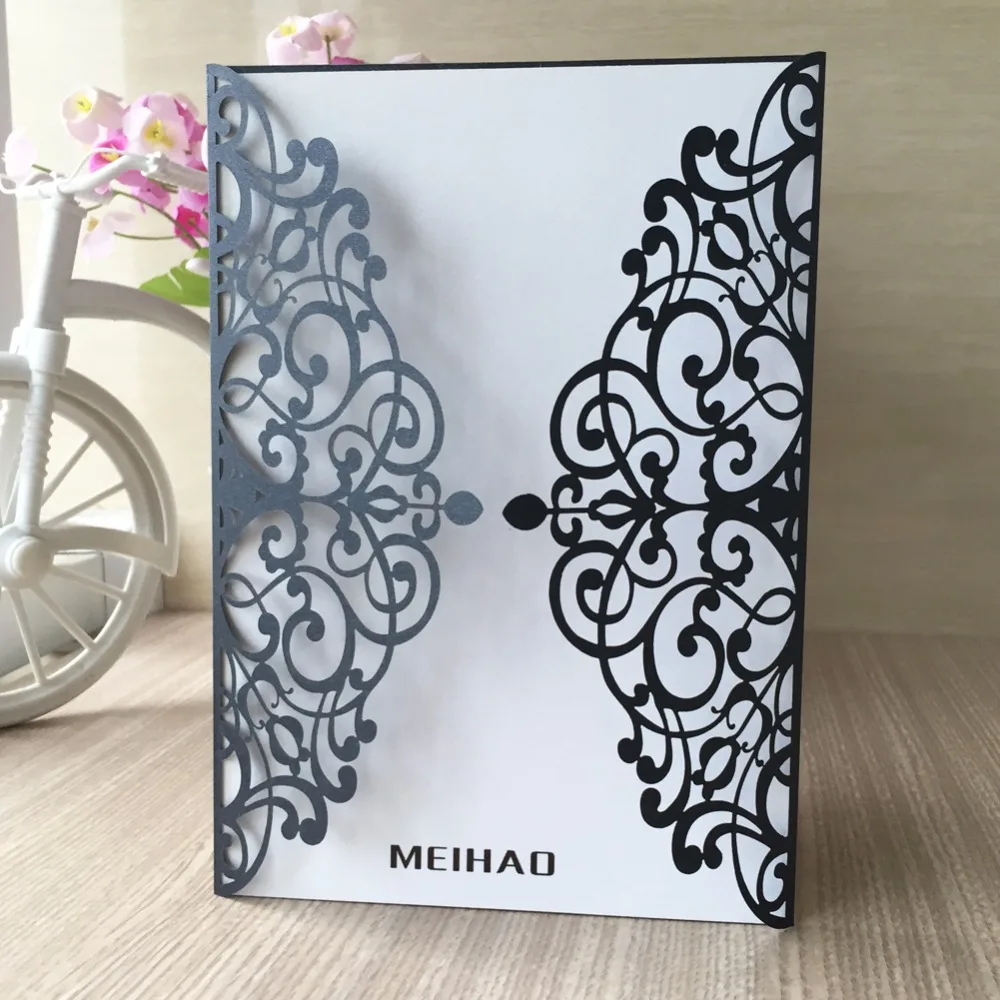 25 шт. лазерная резка свадебные пригласительные открытки Элегантные цветы день