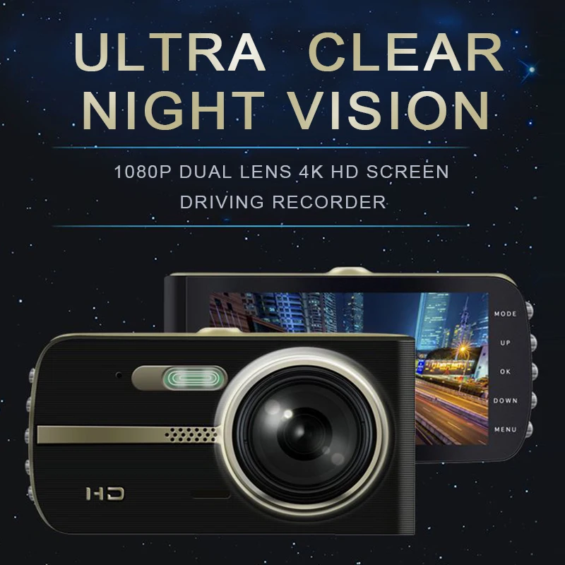 CHARONPLU DVR Dash camera Dual Cam Car 4 k/Con Vision Nocturna recorder видеорегистратор для