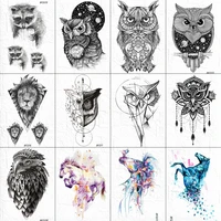 vankirs 3d raccoon tattoos temporary women arm stickers sexy owl men tattoos waterproof moon geometric planet tatoos supplies