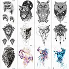 VANKIRS 3D татуировки с енота, временные женские наклейки на руку, сексуальные мужские татуировки с совой, водонепроницаемые Луны, геометрические планеты, татуировки, товары