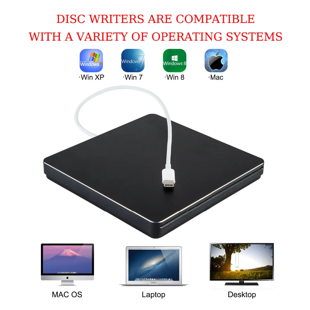 USB3.0 Внешний DVD CD-накопитель USB C Superdrive DVD/CD +/-RW горелки Писатель Для MacBook Pro