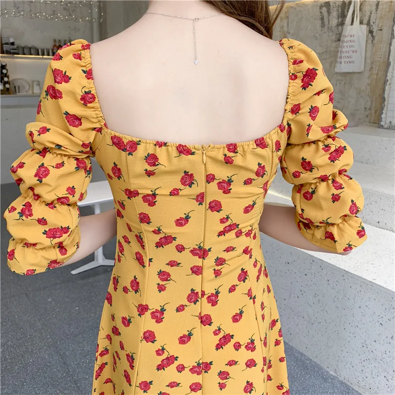 Летнее женское милое тонкое платье в стиле ретро богемное пляжное праздничное с