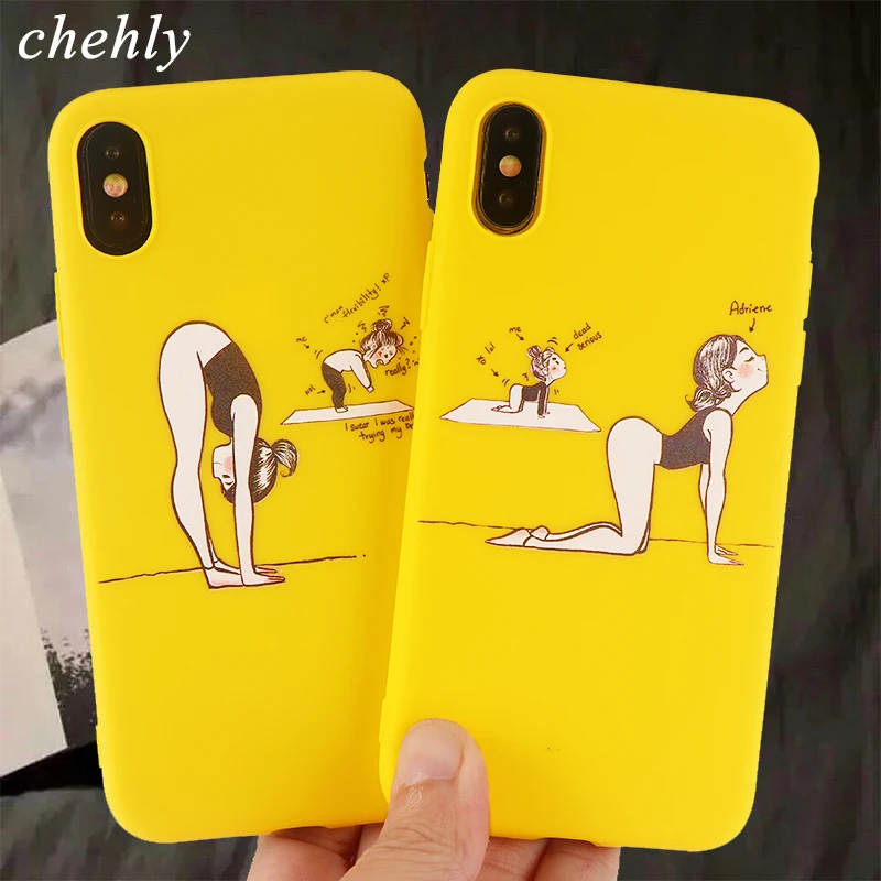 Чехол для телефона Yoga girl iPhone X XR XS Max 8 7 6 S Plus милые Мультяшные Чехлы мягкий