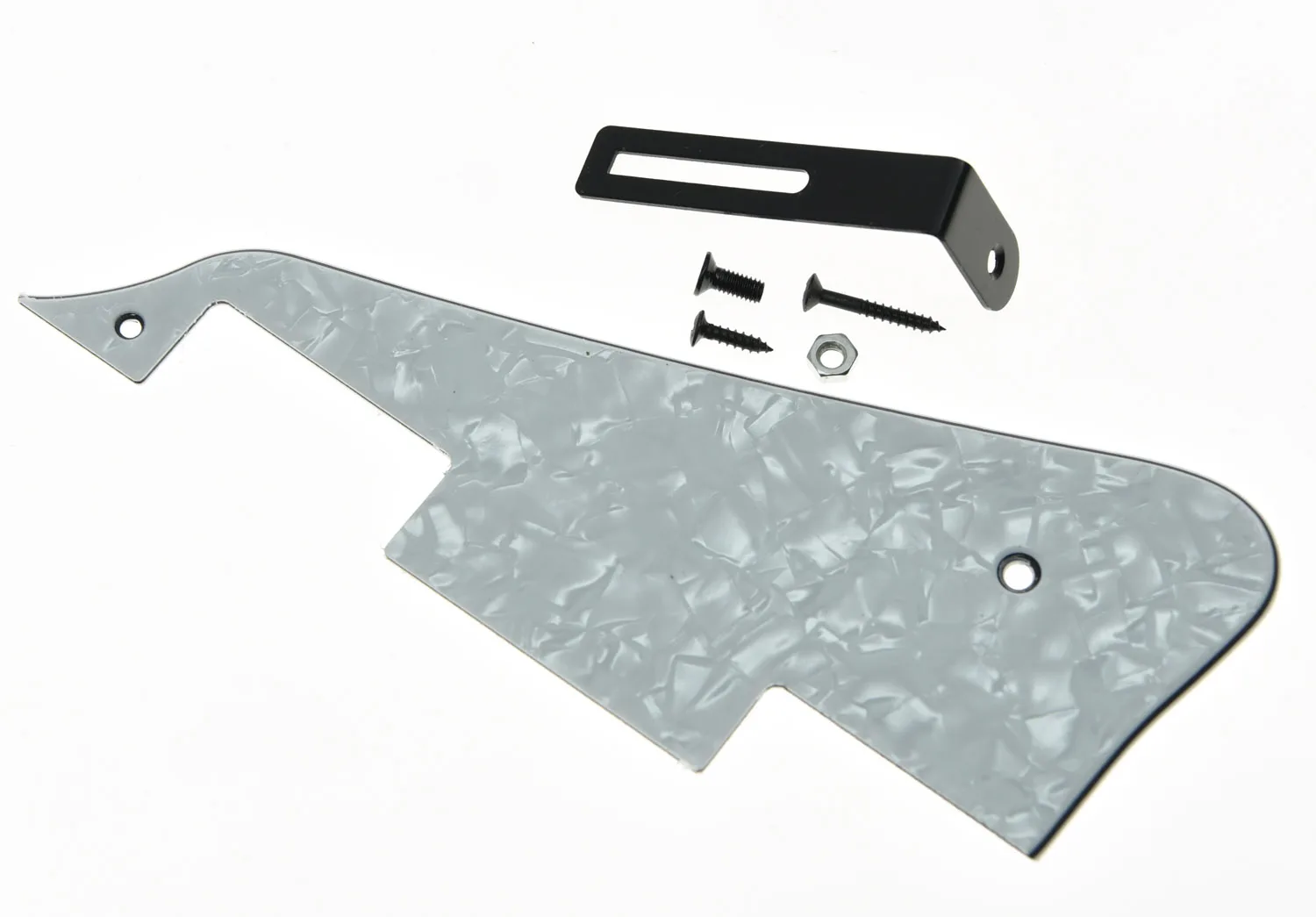 

White Pearl LP Guitar Pickguard with Black Bracket Fits LP