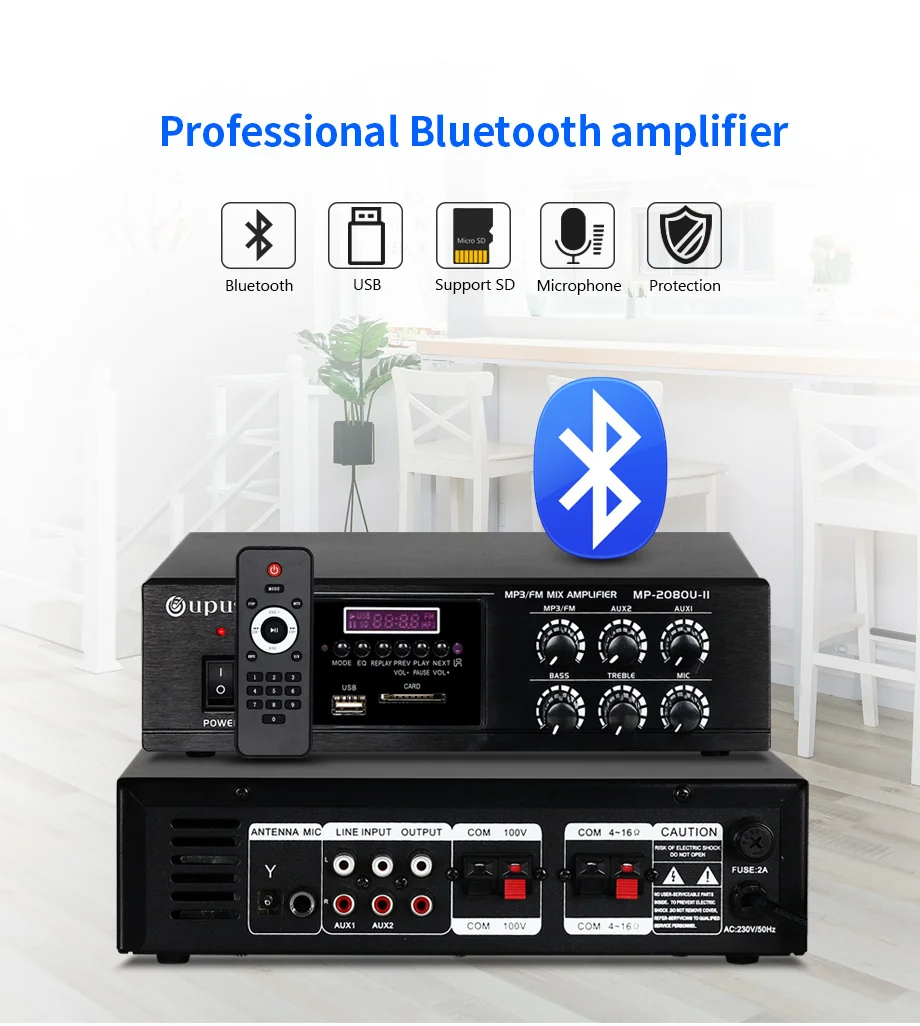 80 Вт Bluetooth pa Усилитель подключения 10 Вт в потолочной акустической системе общего адреса с bluetooth, USB, SD crad, пульт дистанционного управления