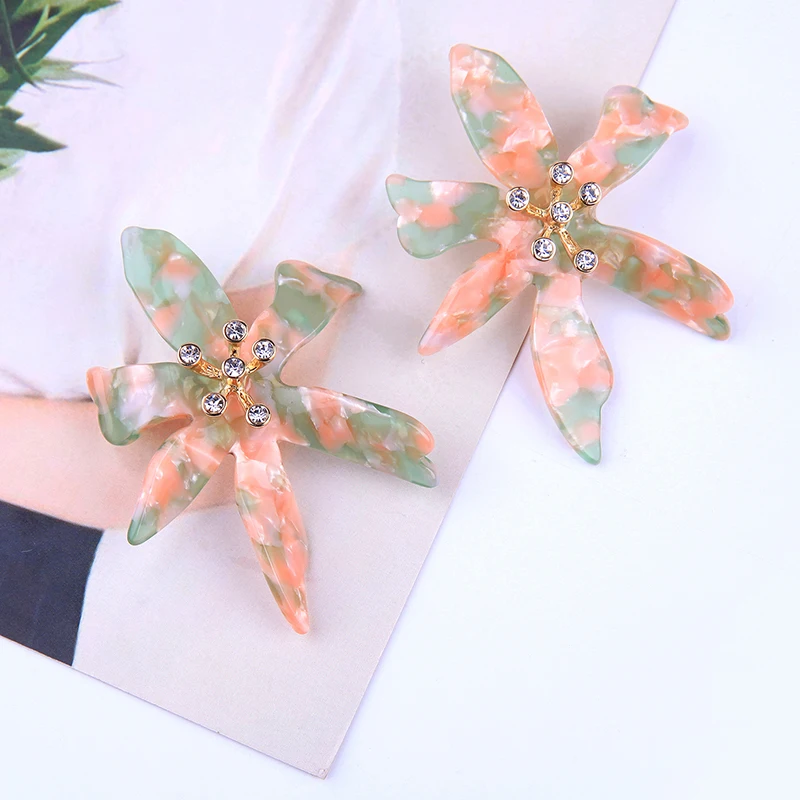 BALANBIU Unique Undertint Resin Flowers Drop Earrings For Women Party Crystal Ornament 2019 Newest Fashion Jewelry Accessories | Украшения