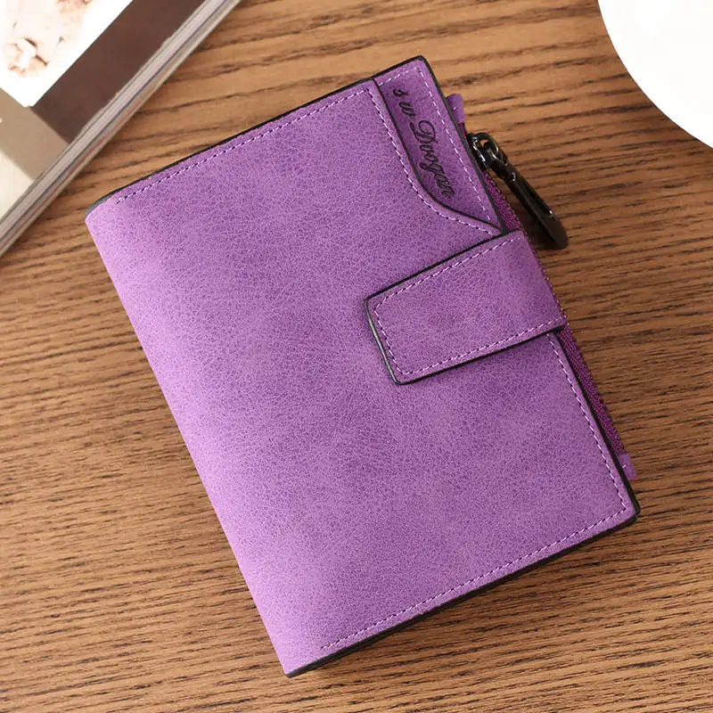 DQB-03 purple Женский короткий с застежкой-молнией и отделением для карт, модный простой вместительный кошелек - Цвет: DQB-03 purple