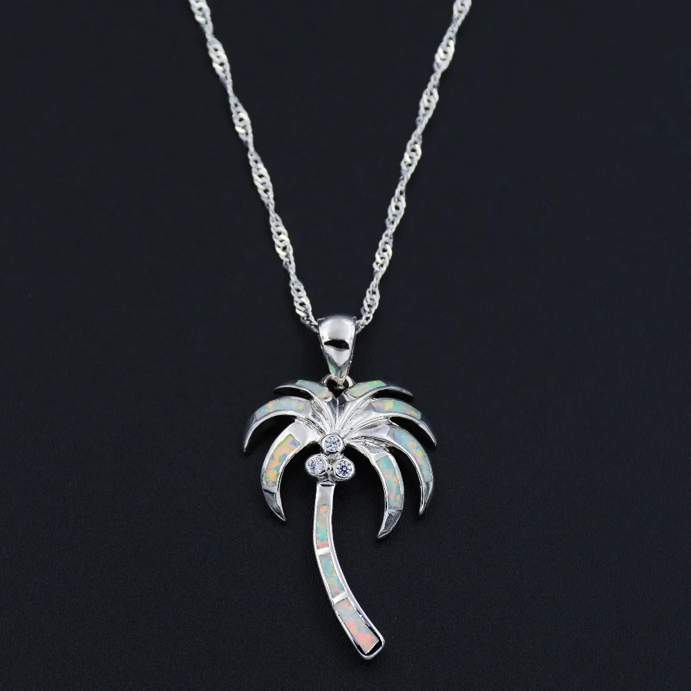 Ожерелье с подвеской в виде пальмы голубым/белым огненным опалом|necklace dress|necklace