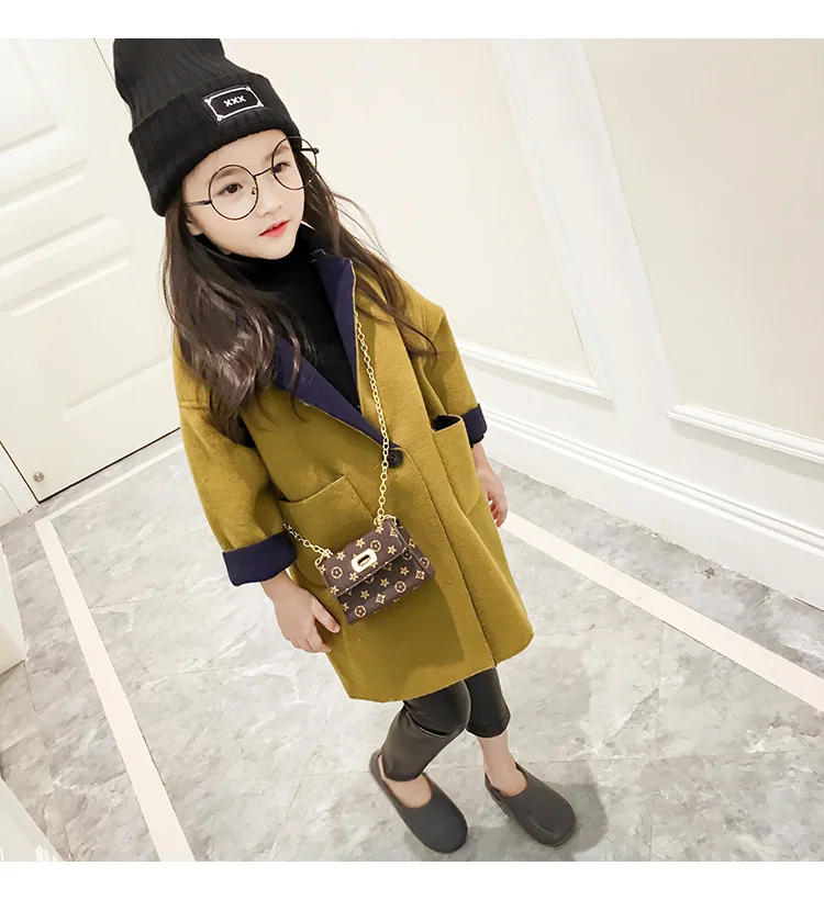 New Fashion Spring Autumn Girls Kids Wool Thin Jacket Coat Outer Clothing Comfortable Baby Clothes Dark Yellow Color | Детская одежда и