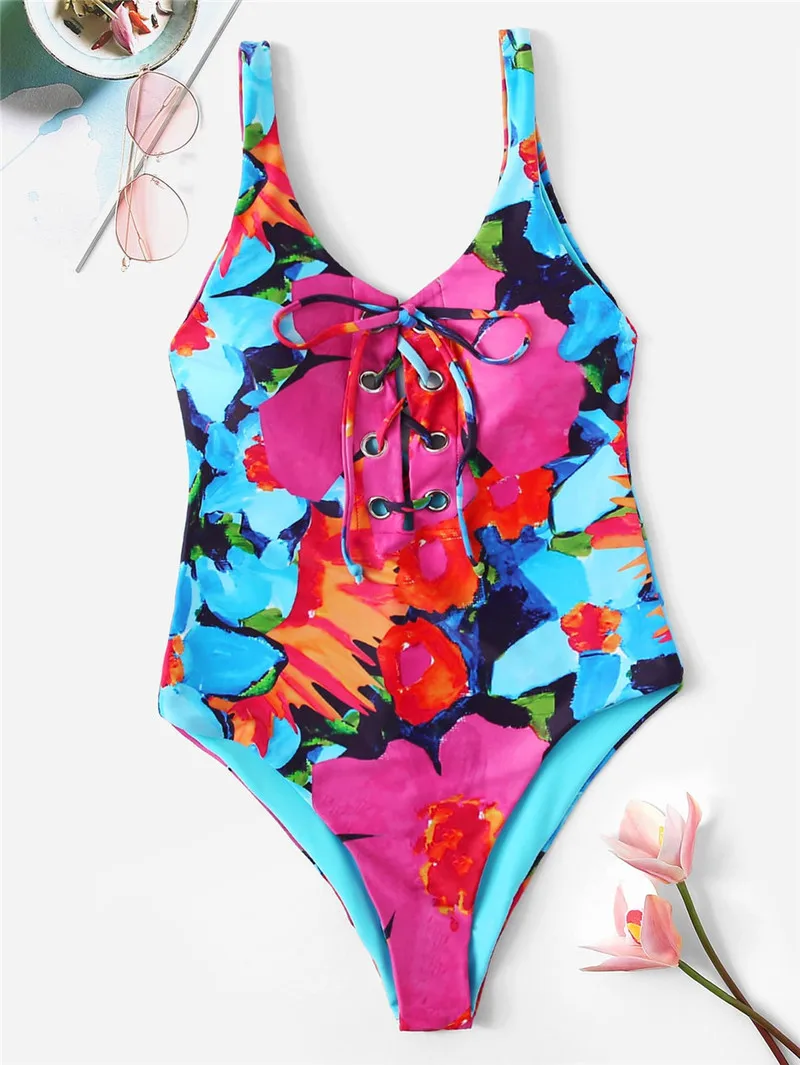 SAKKUS 2019 сексуальный цельный купальник с вырезами женский монокини принтом бандаж