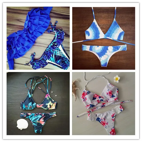 Cute Bathing Suit Swimwear Women Bandage Bikini 2017 Animal Swimsuit Sexy Halter Bikinis Set Brazilian |