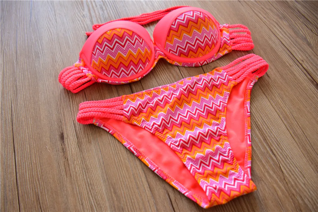 Женские новые спортивные бикини пикантные Лоскутные в богемном стиле с принтом