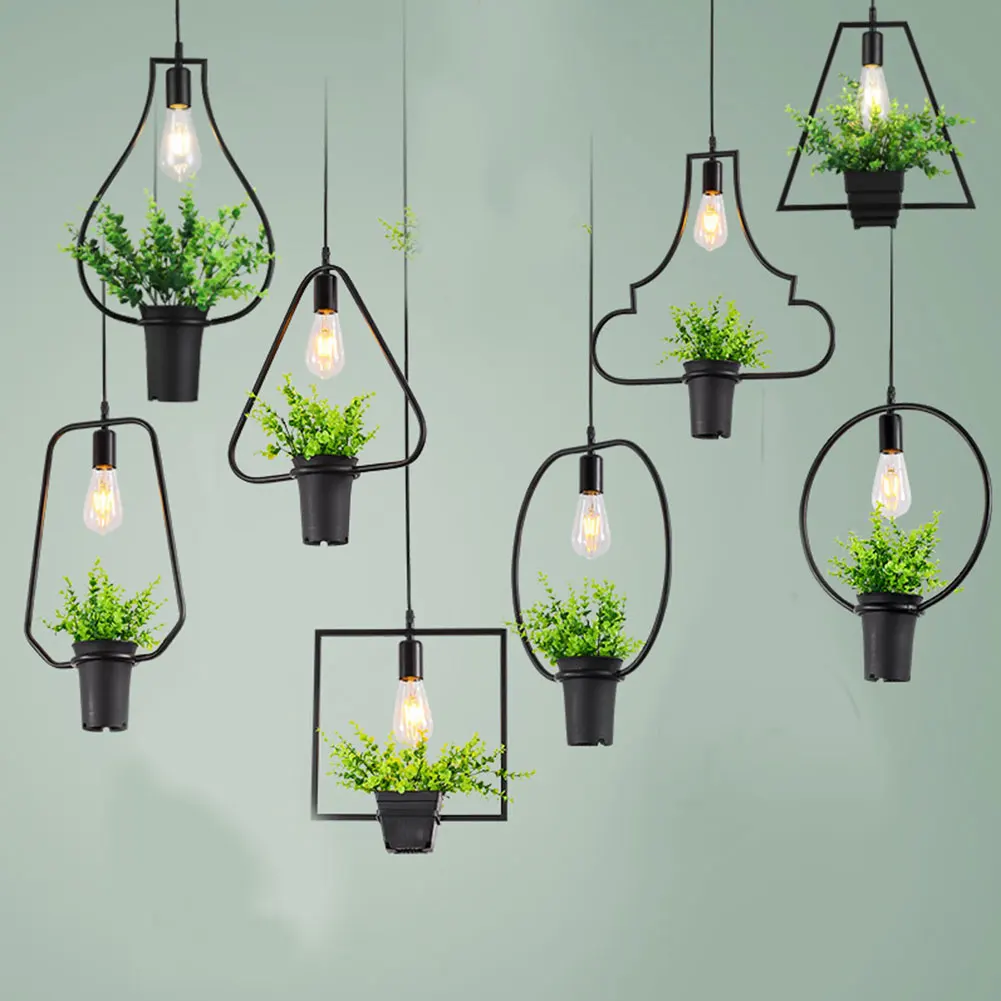 

Simple Plant Iron Chandelier Iron Lamp Geometry Plants Lights for Pub Music Restaurant JDH99