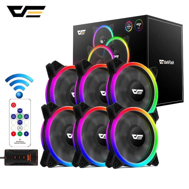 DarkFlash RGB PC чехол вентилятор 120 мм компьютерные корпуса Процессор охлаждающими вентиляторами тихий Asus Aura Sync кулер охлаждения регулировки скорости светодиодный вентилятор для ПК MR12