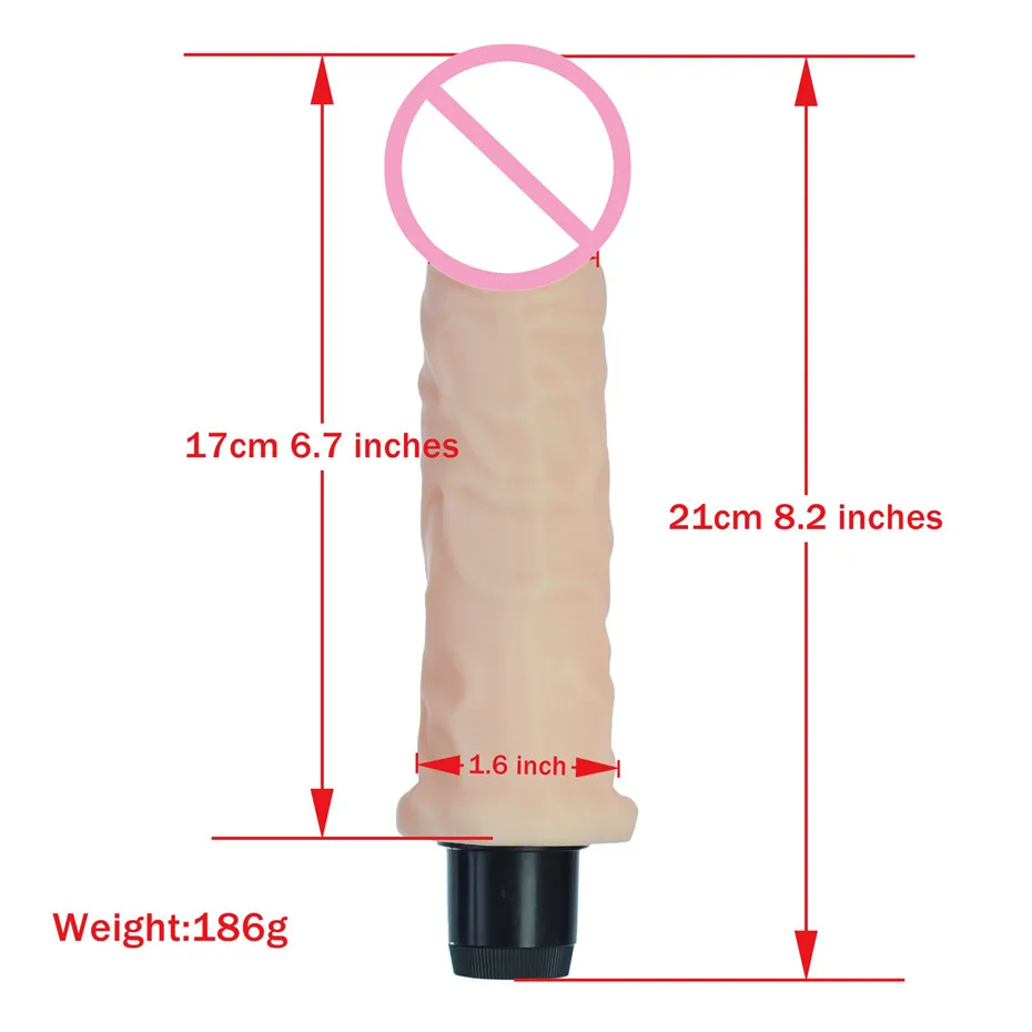 Реалистичный фаллоимитатор для пениса 8 дюймов точки G мощный вибрирующий резной