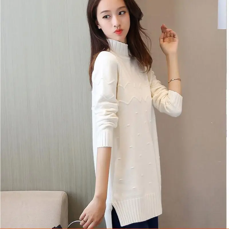 2018 Spring Autumn Womwn Sweater New Style Fashion Mid-Long Pullover Bottoming Casual Loose 3XL Female NZYD840 | Женская одежда
