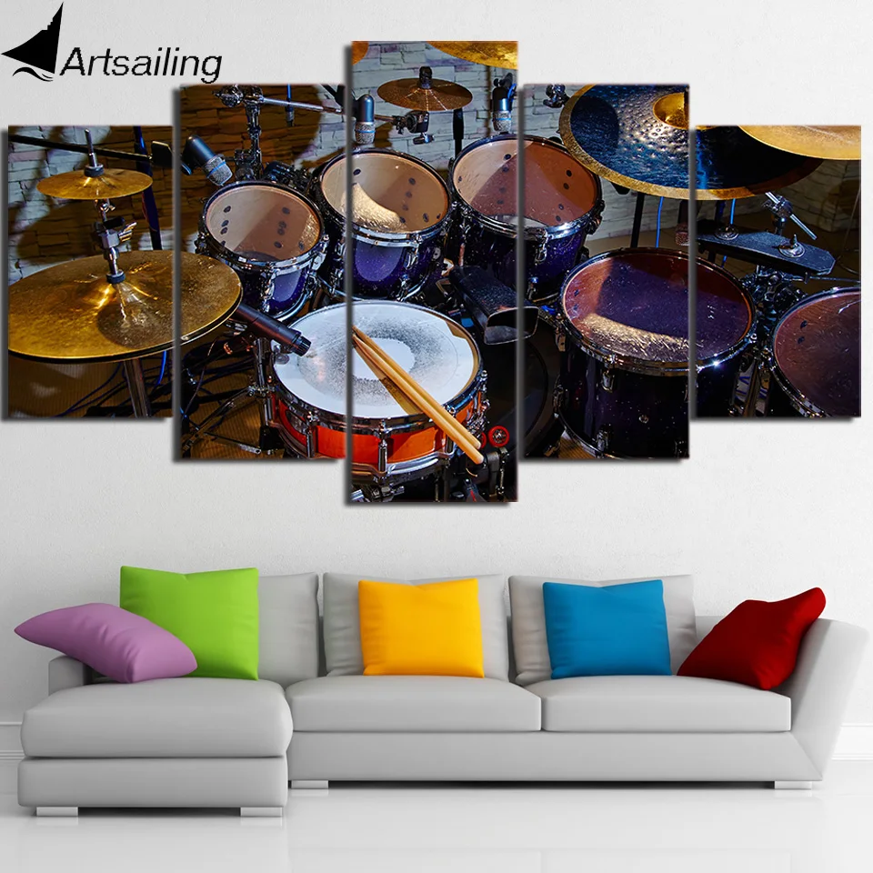 

HD Printed 5 Piece Canvas Art Vintage Drums Stick Painting Modular Wall Pictures Decor Framed Painting Free Shipping CU-2410B