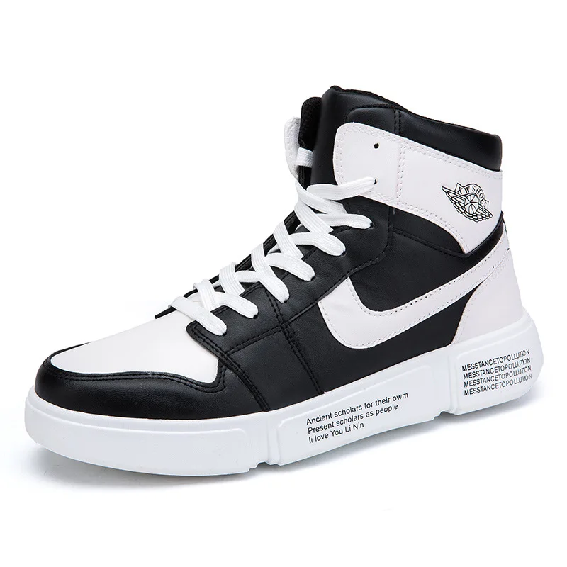Мужская повседневная обувь FJUN черная дышащая из искусственной кожи на средней